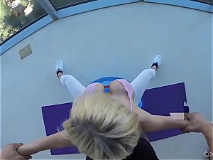 platinum-blonde honey Kayla Kayden interrupted from yoga to smash